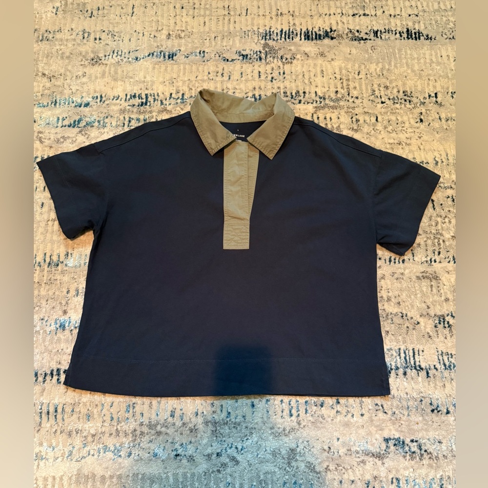 Everlane Blue Green Polo Shirt Short Sleeve Relaxed - Picture 5 of 7
